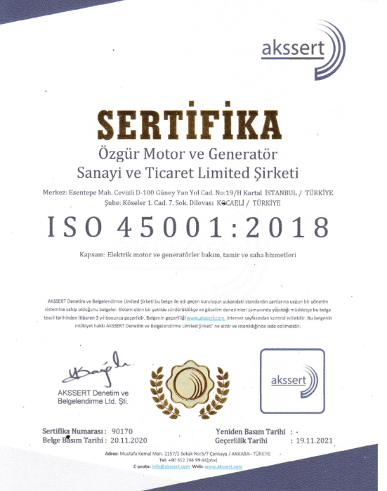ISO 45001:2018 Belgesi